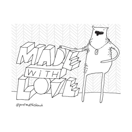 Made with Love Mural Pink Bear Coloring Page at Poet and the Bench