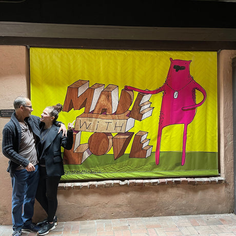 Made with Love Mural at Poet and the Bench on El Paseo Lane. Look for the Pink Bear Mural!