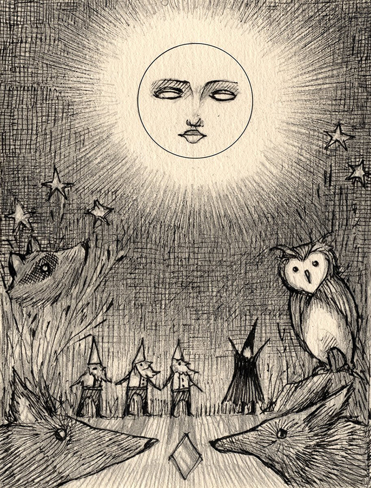 "Two worlds under the same sky. The Sun joyfully shouts encouraging words to the creatures below. The Moon whispers secrets about magic and the daytime." ~ Jon Carling