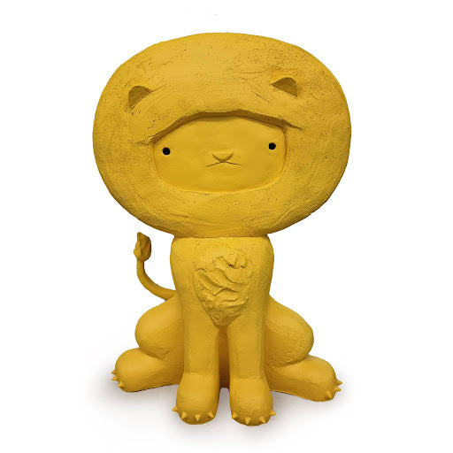 Yellow lion ceramic figurine or sculpture