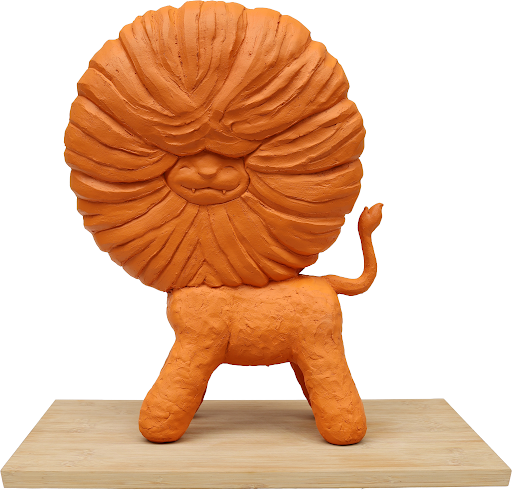 Courageous and Bravel Ceramic Lion in Orange Terracotta color by Austyn Taylor
