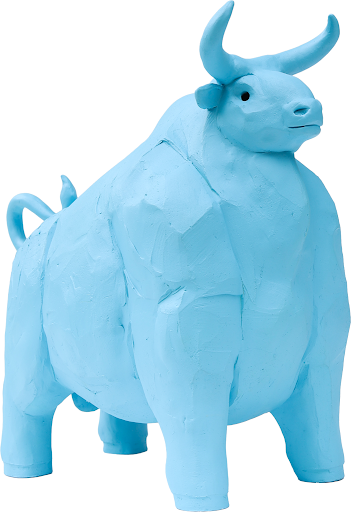 Blue Ceramic Bull representing Taurus