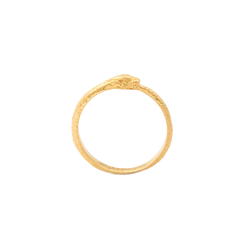 Carved ouroboros snake symbol in 22k vermeil gold