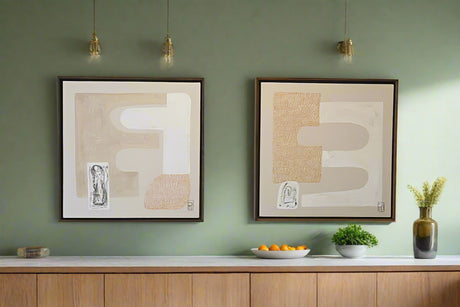 A diptych of The Other Way and the Back Way original abstract paintings by Danielle Hutchens