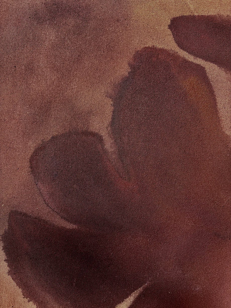 Detail of Rich Soil, abstract painting in earthy tones by Danielle Hutchens. Natural earth pigments are punctuated by oil pastels and traditional acrylics