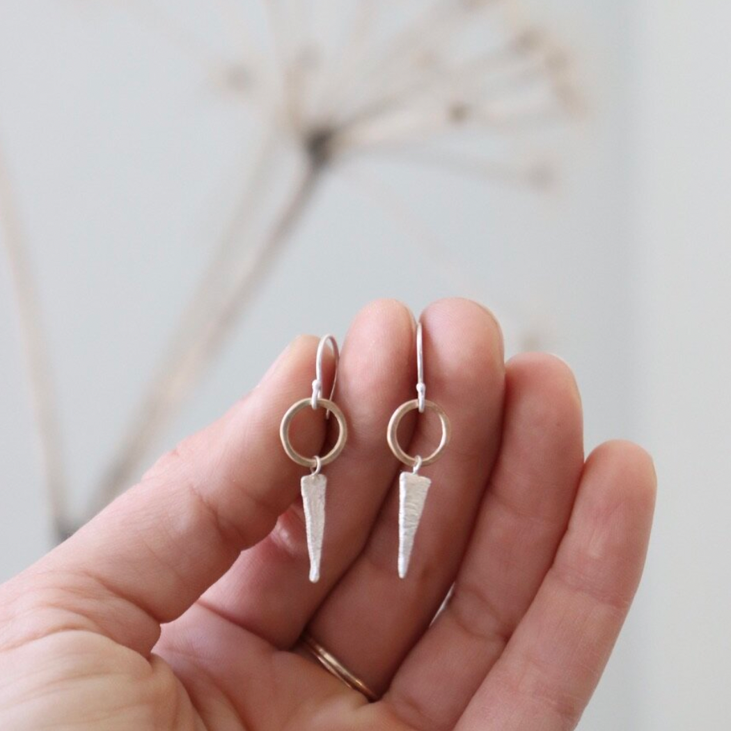 Esther Metals Summer Solstice Earrings Mixed Metals 14k gold and bright sterling silver