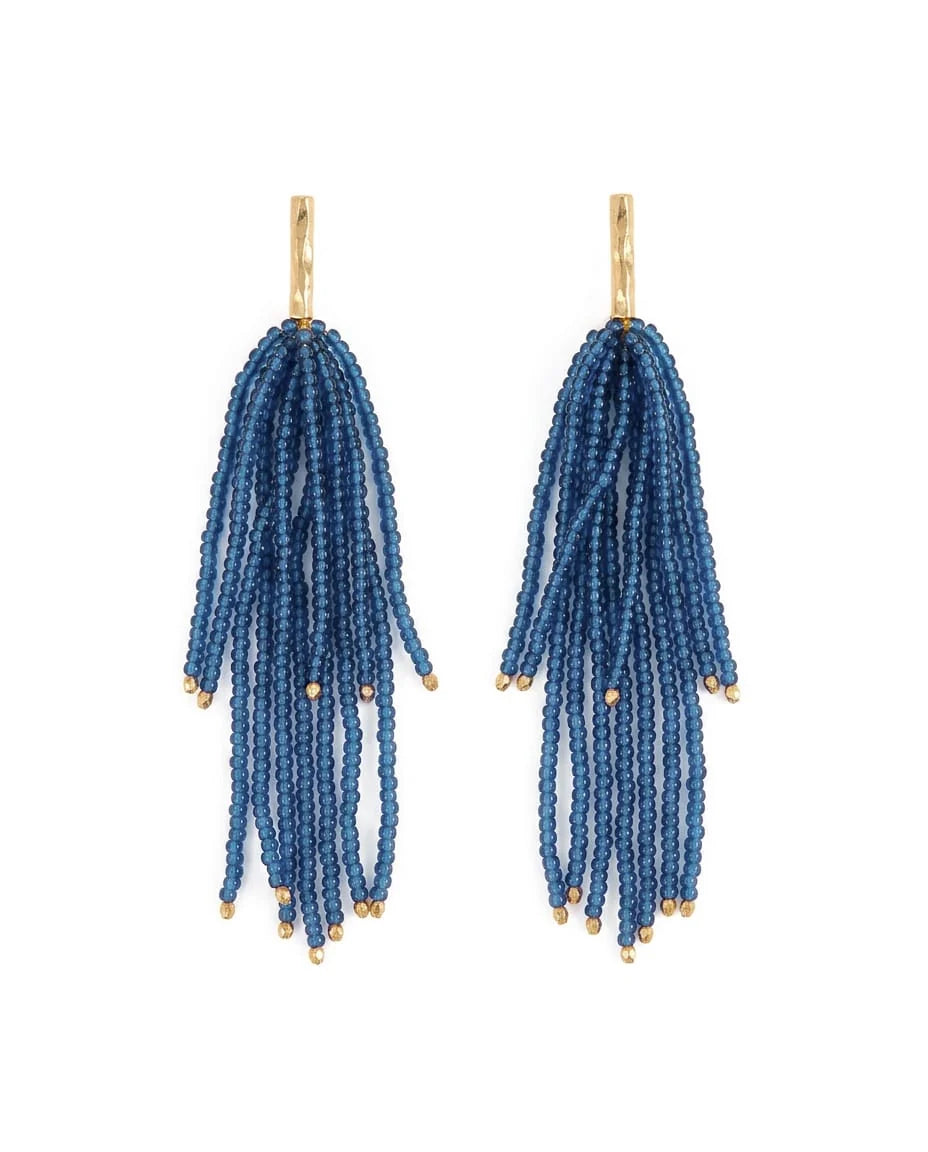 IAA / Earrings / Beaded Fringe / Marissa Cascading Blue