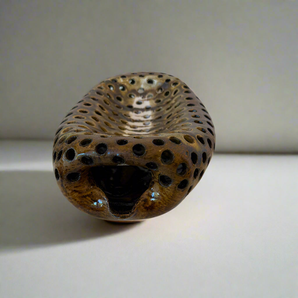 Ian Hazard Bill / Ceramics / Bassinet / Small Rich Brown Basin with Holes