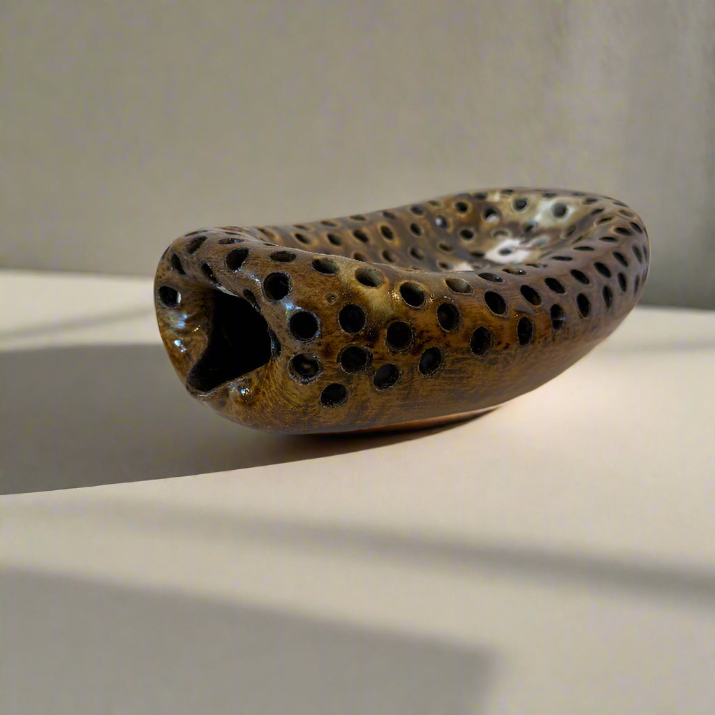 Ian Hazard Bill / Ceramics / Bassinet / Small Rich Brown Basin with Holes