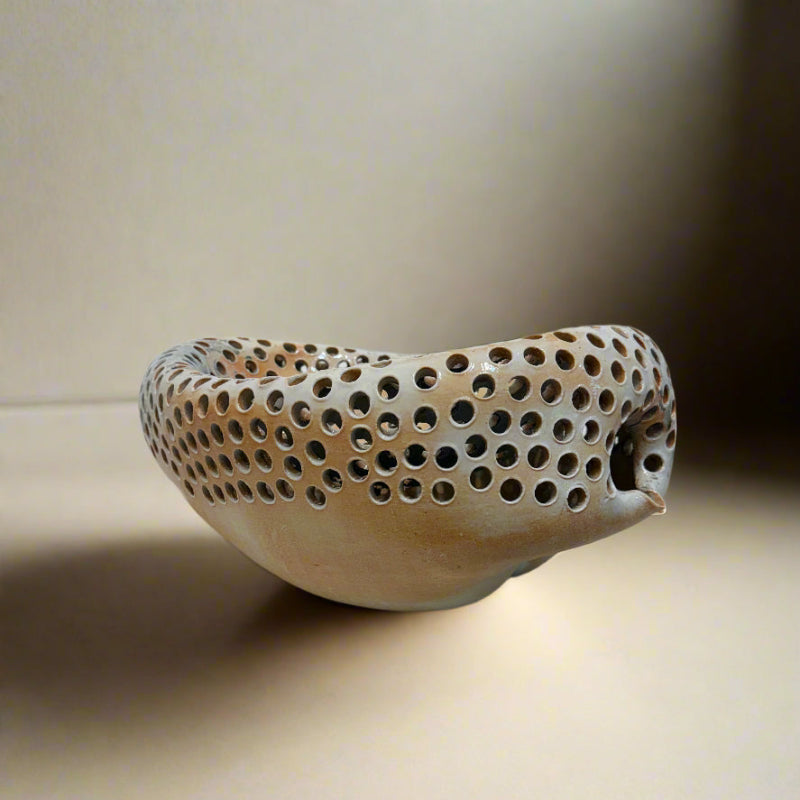 Ceramic bowl with perforated design