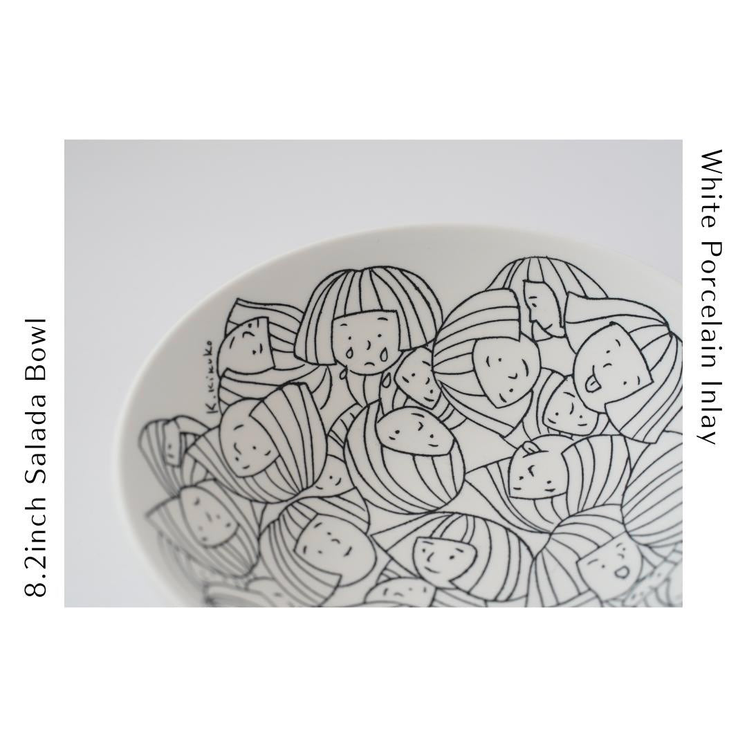8" Salad Bowl Illustrated with different facial expression Personalities