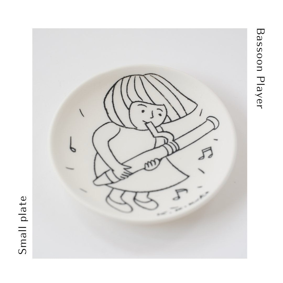 Kikuko Kohno / Ceramics / 4 Inch Plate / Various Musical Instruments