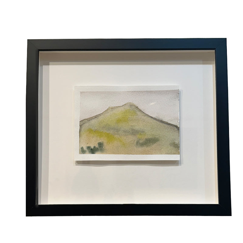 Framed Dawn from Delusions of Grandeur by Ilysa Leder. The artist's exploration of the magic that is Mount Tamalpais in Marin County, Northern California. The Dawn watercolor painting captures that sublime time of day with exquisite minimalism! 