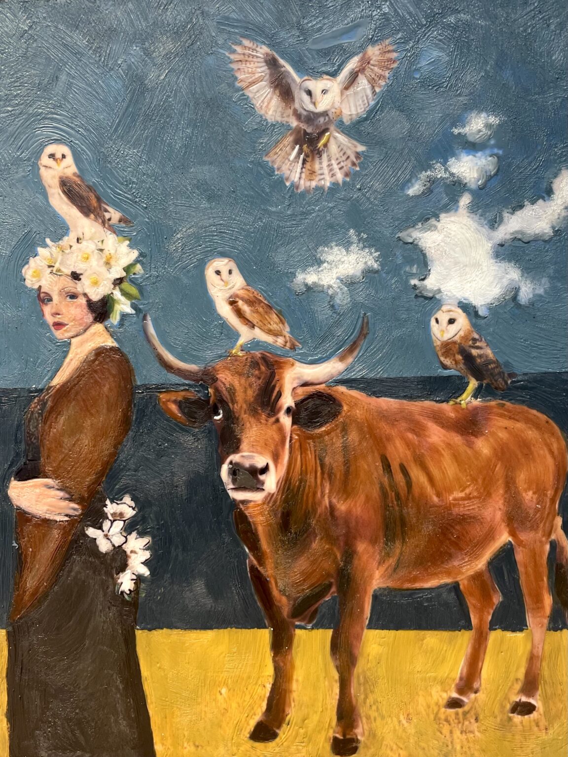 Linda Benenati / Art / Encaustic / Ollie Ollie Oxen