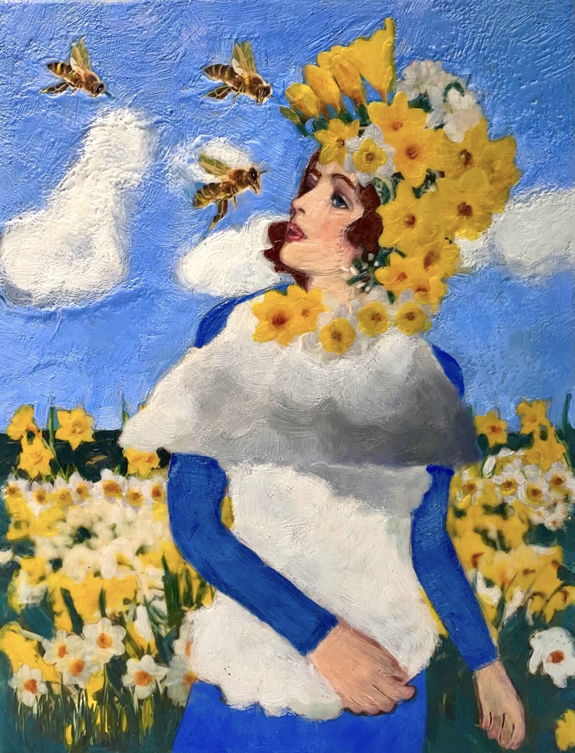 Linda Benenati / Art / Encaustic / She Wandered as a Cloud