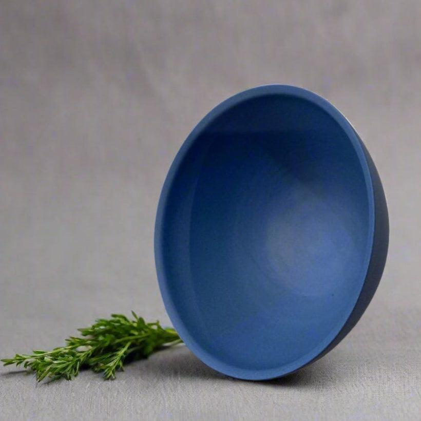 Lisa Fleming Blue Porcelain Object on its side. Small blue bowl form.