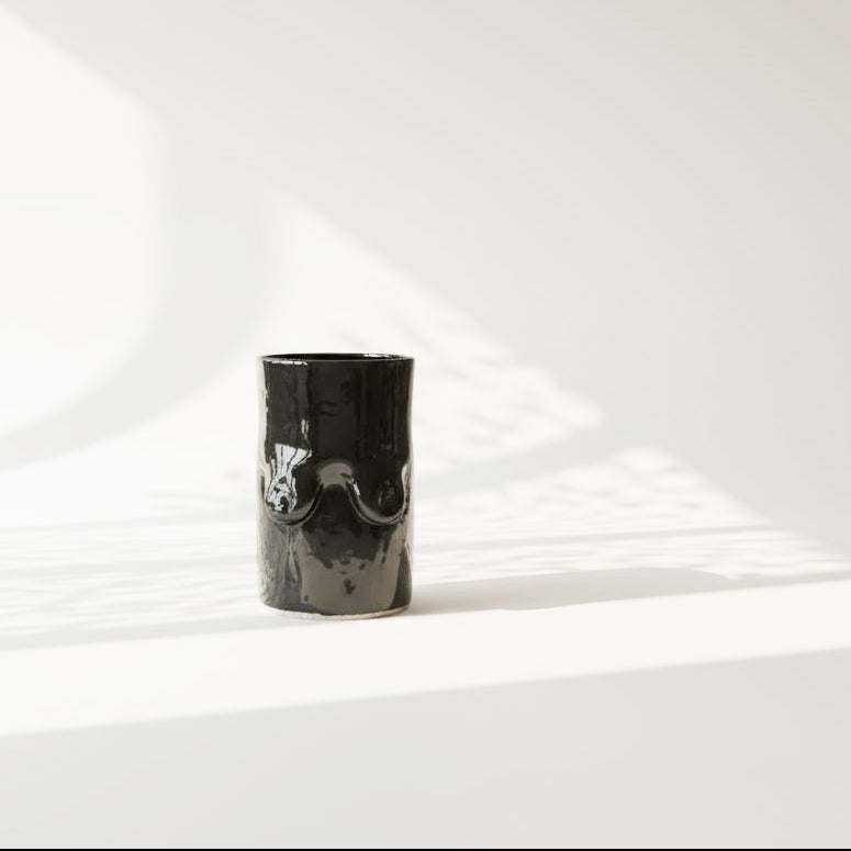 Chrom ceramic cup or vase with tittie (breasts, boobs) decoration