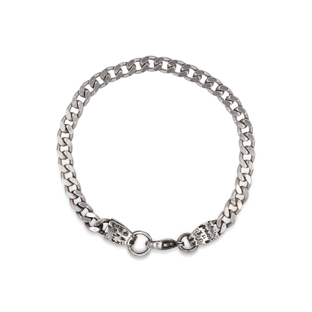 Self expression rules with this f-stamped heavy curb chain link bracelet.