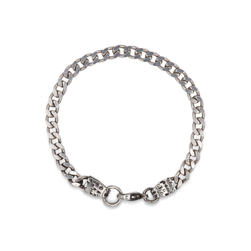 Self expression rules with this f-stamped heavy curb chain link bracelet. 