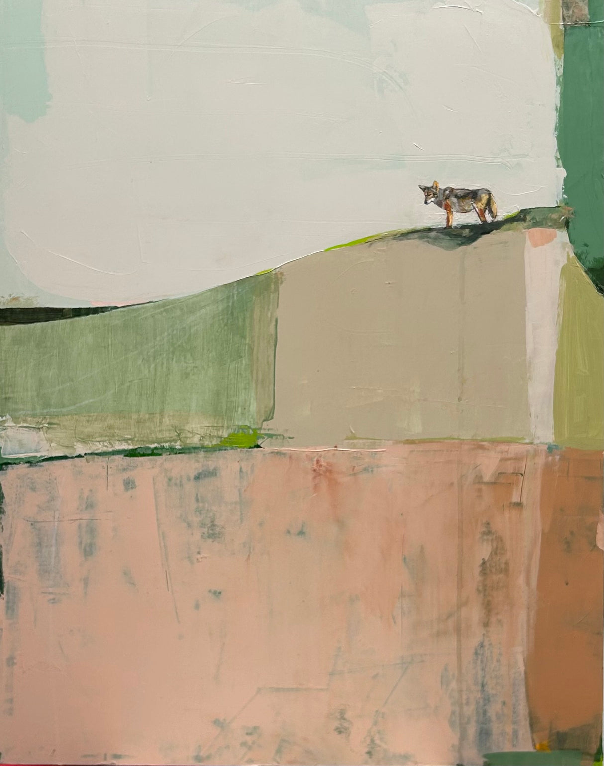 Coyote Landscape where the artist creates relationships within the color palette, taking interest in how colors can provoke a mood, a feeling, or a sense of place