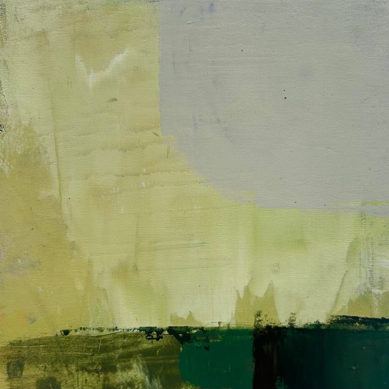 Meadow. An abstract painting in tones of greens.