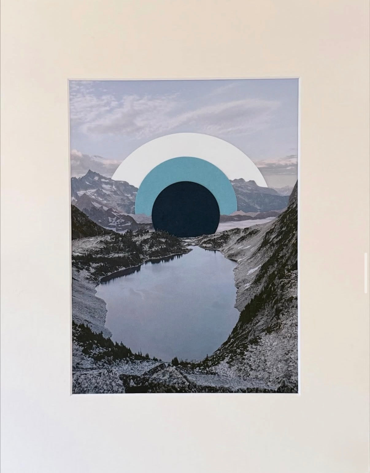 Mountain landscape with an integrated cut paper design