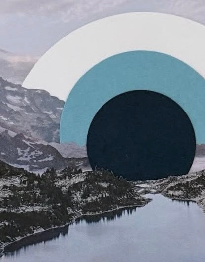 Mountain landscape with an integrated cut paper design