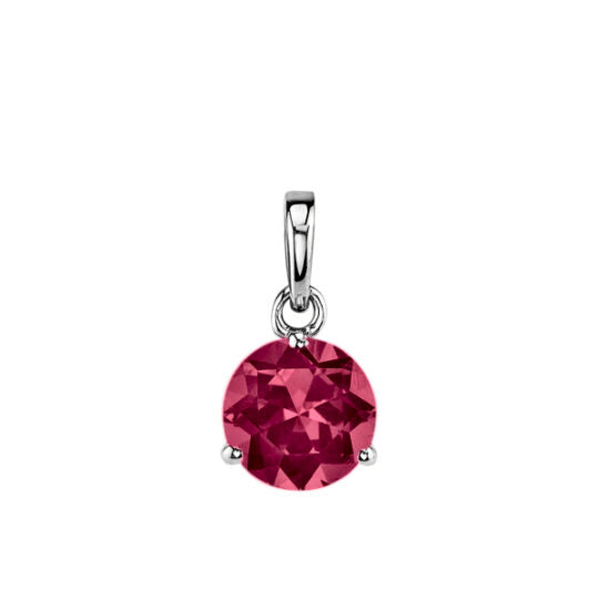 Rhodolite Gem Pendant with 3 Prong Setting on Chain