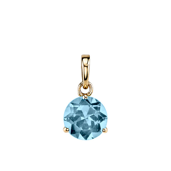 Aquamarine Gem Pendant with 3 Prong Setting on Chain