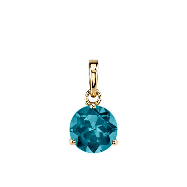 London Blue Gem Pendant with 3 Prong Setting on Chain
