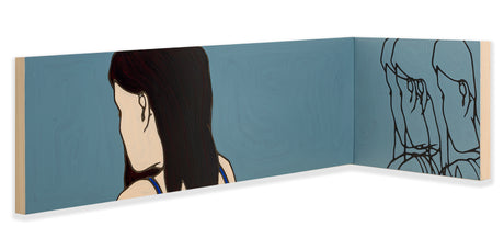 Jeffrey Palladini's paintings use the bold lines and flat colors of pop art, are studies in identity and depict themes of popular culture. That Thing That Follows You 2 illustrates his unique vocabulary of dramatic figurative imagery, combined with compelling linear and pattern elements, which serve to enhance and inform the narrative of each work.