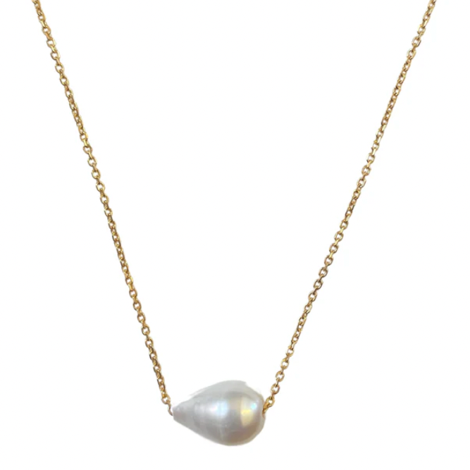 Yellow Jewellery Pill Pearl Necklace on Gold Vermeil Chain