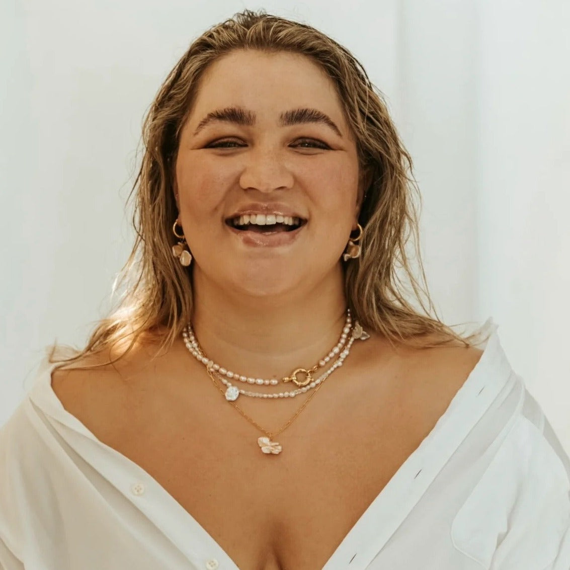 Yellow / Jewelry / Earrings / Camille Pearl Hoop