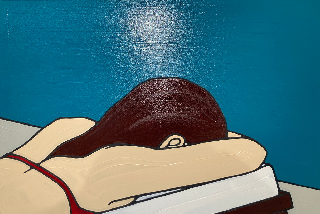 In Chaise 33, a work on paper, Jeffrey invites us to experience his fascination with captured moments in time. Where the viewer can only imagine what has happened before and after–the world of things outside the frame.