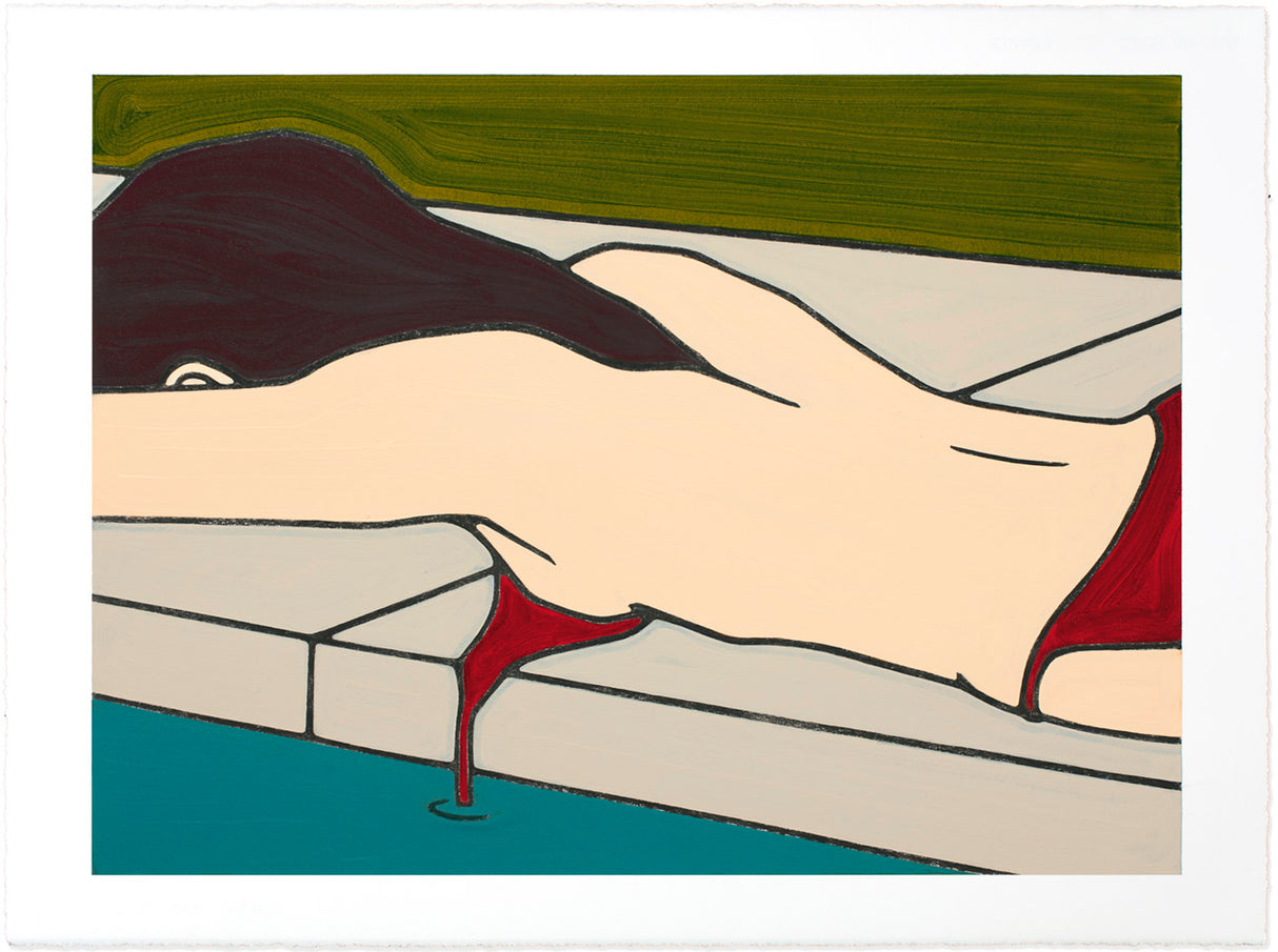 Pool #41 is a new work on paper featured in Fairfax-based Jeffrey Palladini's Hotel Series. In this thesis, Jeffrey invites us to experience his fascination with captured moments in time. Where the viewer can only imagine what has happened before and after–the world of things outside the frame.