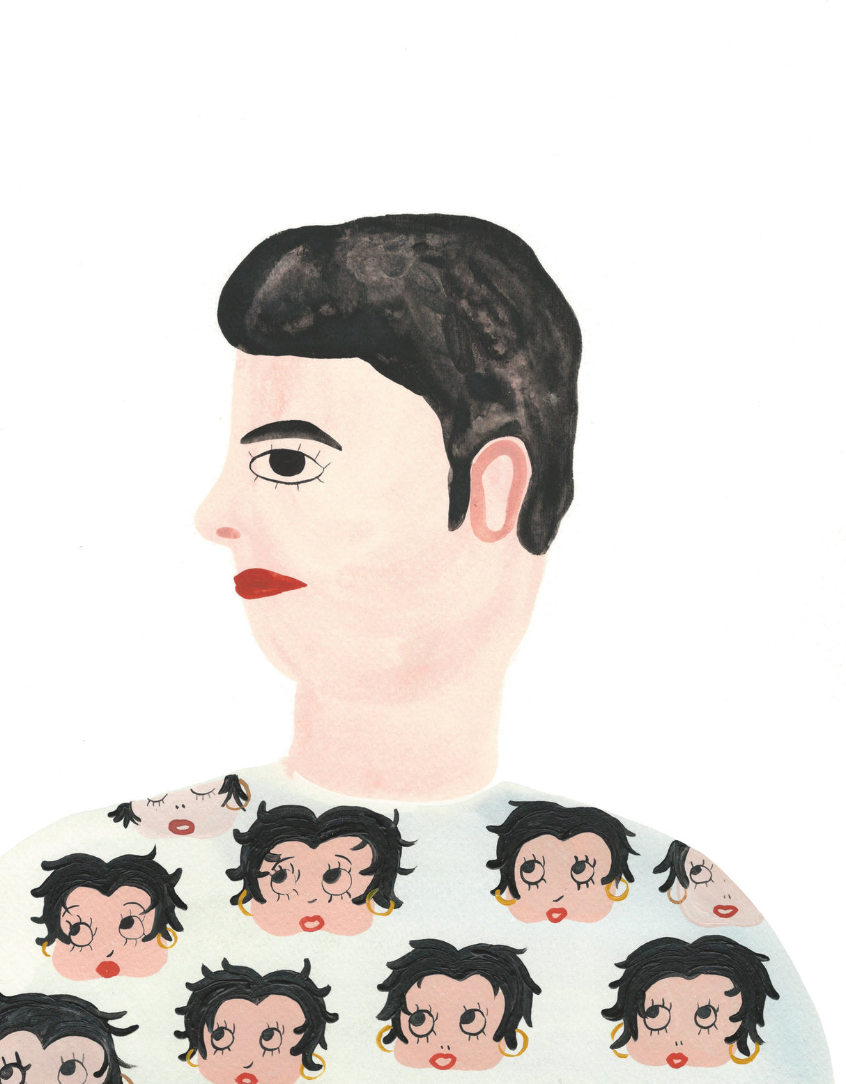 Betty Boop on guy. In her paintings, Grace Estrada pursues themes such as memory, nostalgia, portraiture, loss and bizarre narratives that make sense sometimes.