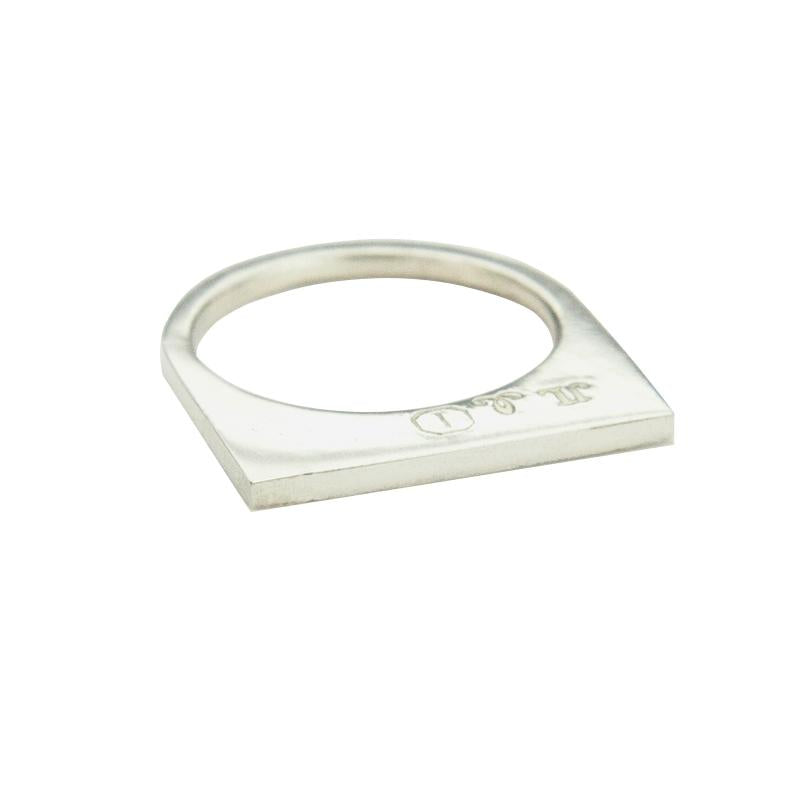 Add dramatic height to your stacking rings with Jeffrey Levin's super flat skinnys. Sterling Silver Super Skinny stacking ring.