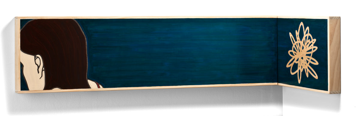 Artist Jeffrey Palladini That Thing That Follows You is a unique art work that can be hung around a corner, on a straight wall connected or with space in between. This piece tackles Jeffrey's thesis of the influence on our lives of things just outside our control. His Fundamental Forces is a reflection series that looks at what remains as time moves forward, but part of us doesn't change.