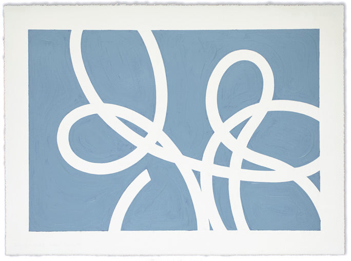 Jeffrey Palladini's Thread Series #3, Pale Blue, is his part of his most recent thesis and an exploration across materials. In this brand new work, the random looping and twisting patterns of a dropped length of twine are a seductive metaphor for the way we get from our aims and dreams to the outcomes. Sold unframed.