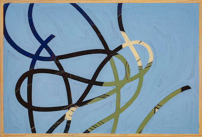 Jeffrey Palladini explores the thesis of Random v Control in his Thread Series. In Thread #6 he painted over his original artwork, East, from his earliest collection.