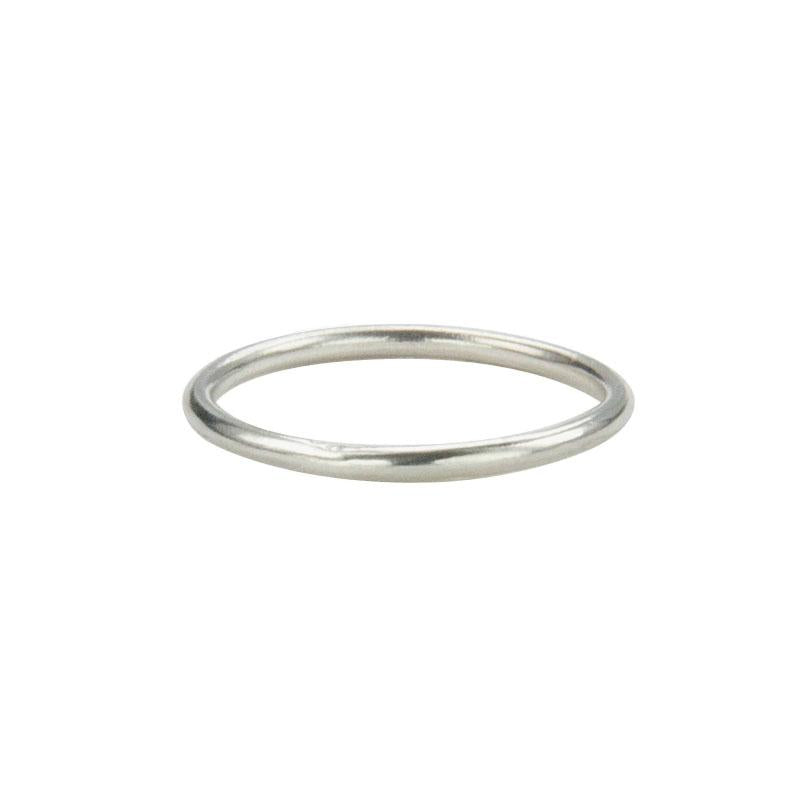 Jeffrey Levin's 14K white gold super skinny rings pair well with engagement rings and wedding bands.