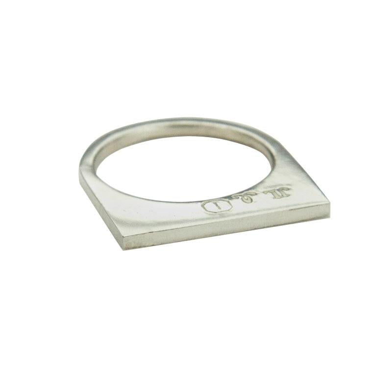 Add dramatic height to your stacking rings with Jeffrey Levin's super flat skinnys. 14k White Gold Super Skinny stacking ring.