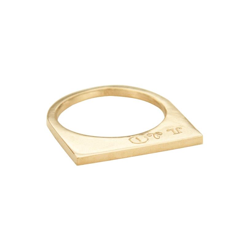 Add dramatic height to your stacking rings with Jeffrey Levin's super flat skinnys. 14k Yellow Gold Super Skinny stacking ring.