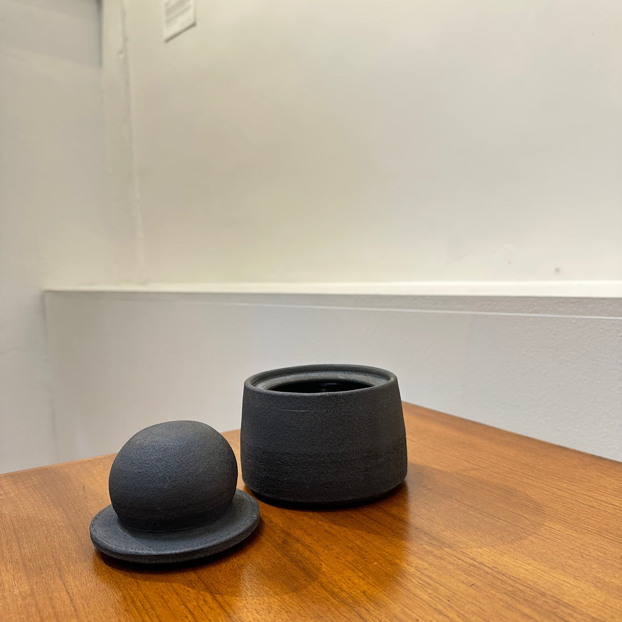 Small Stash Jar shown with top off. For storing kitchen, bathroom, living room, bedroom things. Maybe your hidden treasures.