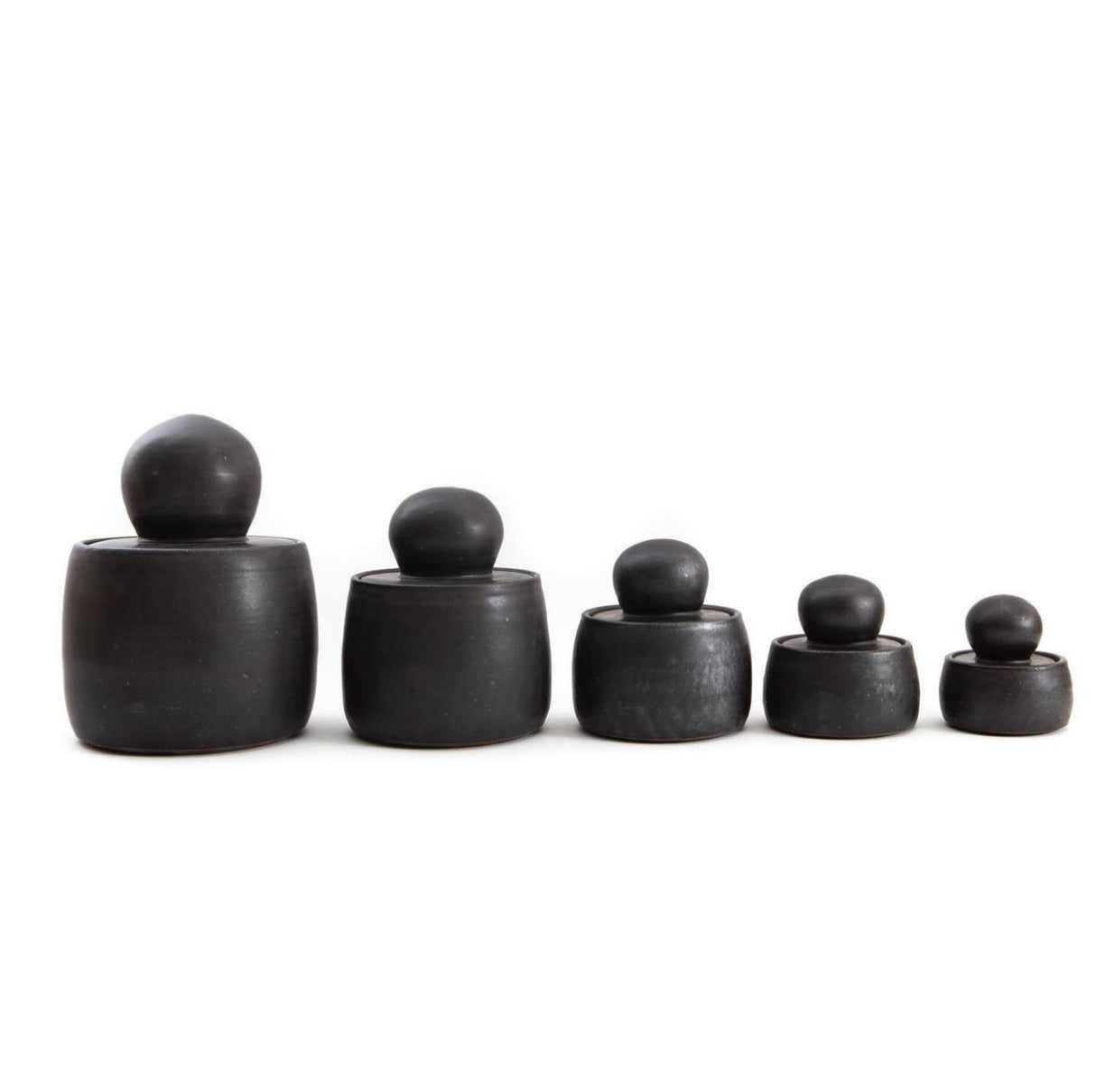 MH Ceramics Stash Jars grouped by size.