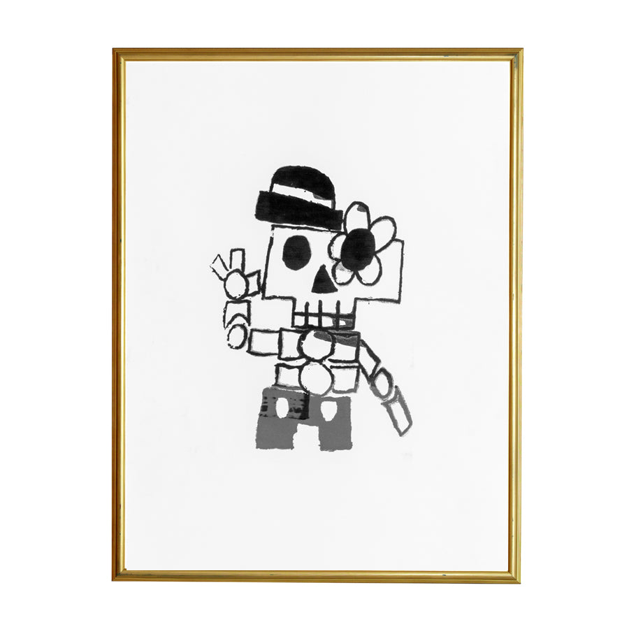 Skeleton illustration with flower