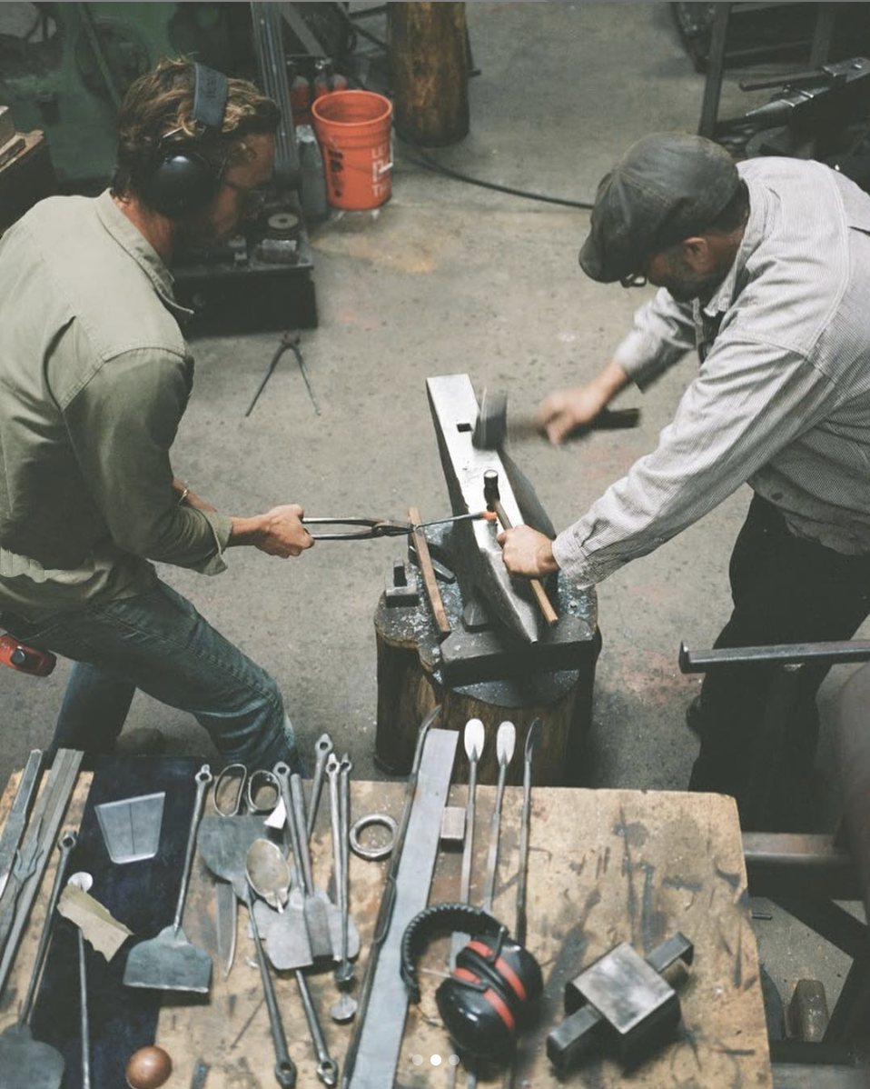 Forging in the workshop.