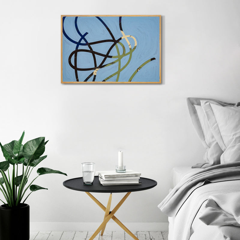 Jeffrey Palladini explores the thesis of Random v Control in his Thread Series. In Thread #6 he painted over his original artwork, East, from his earliest collection.