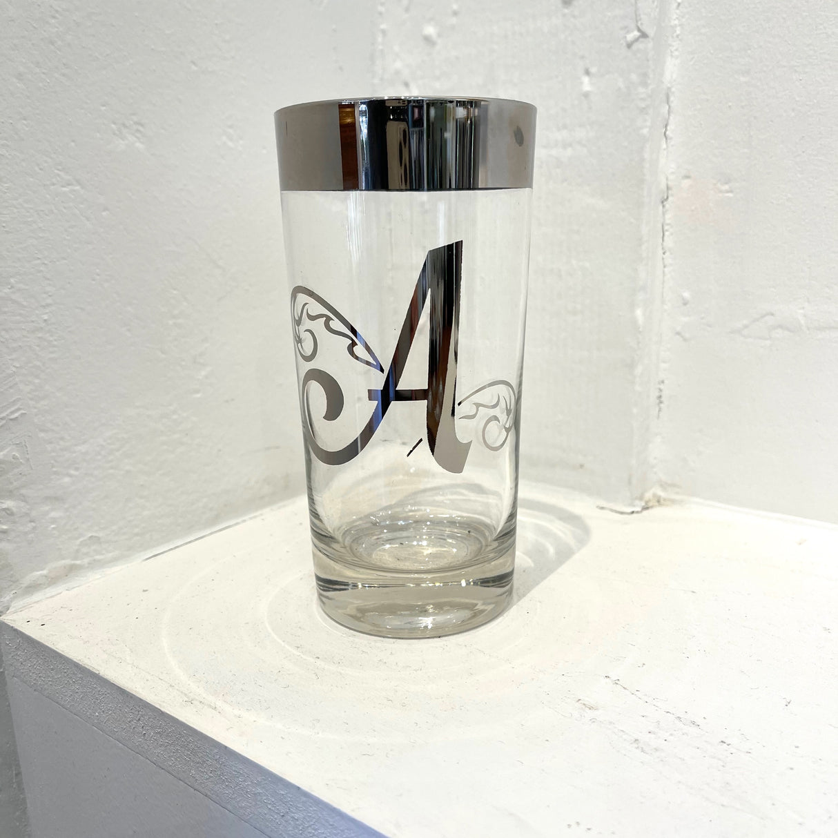 Vintage / Glassware / Silver Fade Initial Glasses