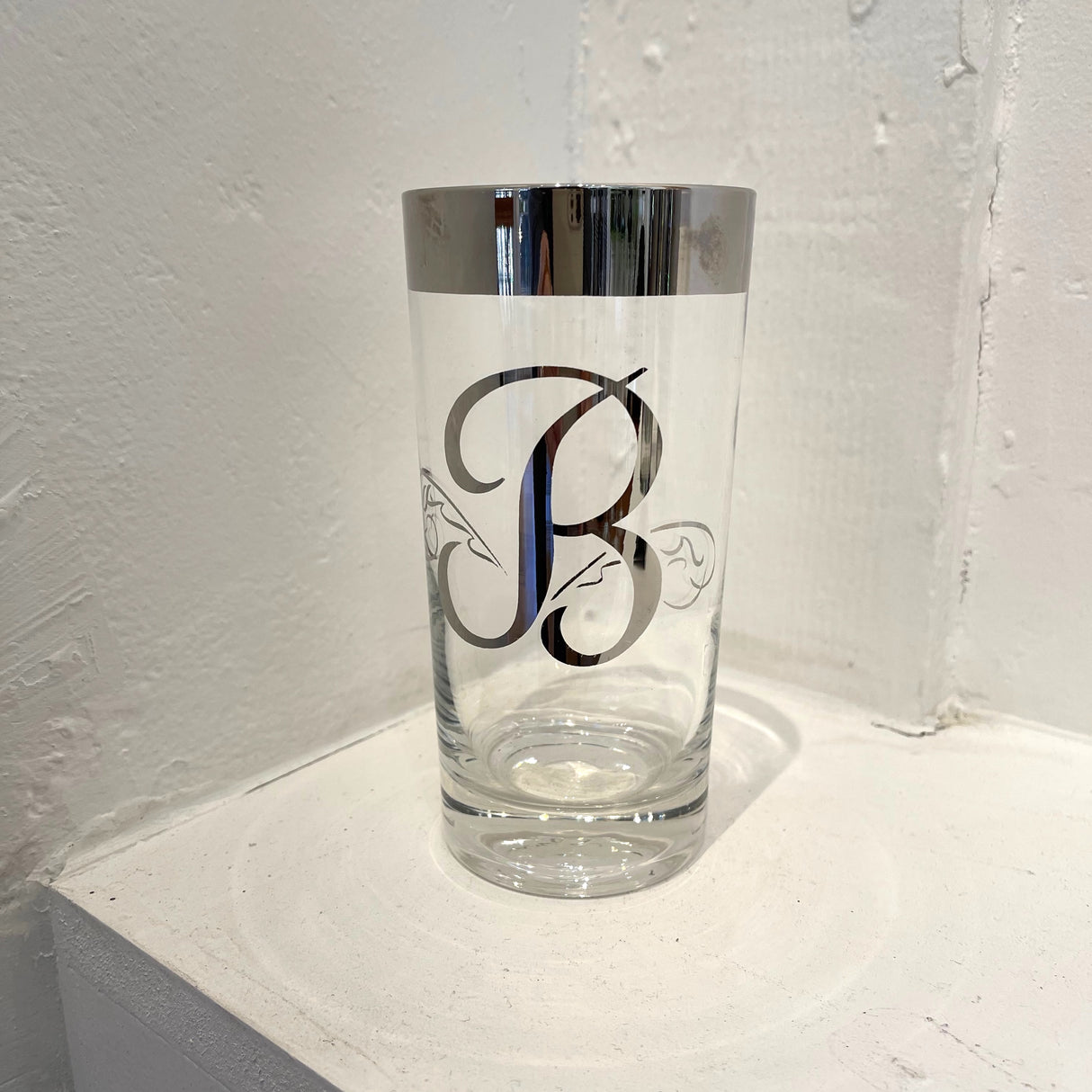 Vintage / Glassware / Silver Fade Initial Glasses